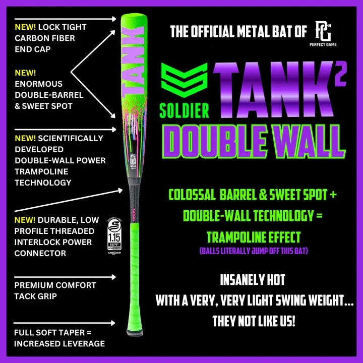 2026 Soldier Sports Tank USSSA (-10) Youth Baseball Bat 2 3/4”: TANK2 USSSA Bats Soldier Sports 
