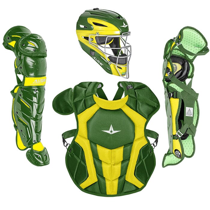 All-Star Axis Pro 7S Youth Baseball Catcher’s Set (Ages 9-12): CKCC912S7X Equipment All-Star Dark Green - Gold 