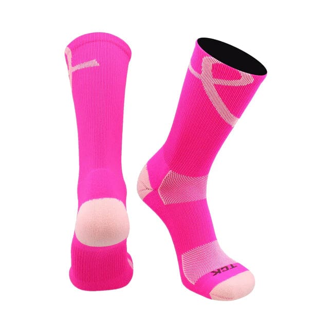 Twin City Pink Ribbon Awareness Socks Crew - Large: LBCC3 Apparel Twin City Black - Pink 