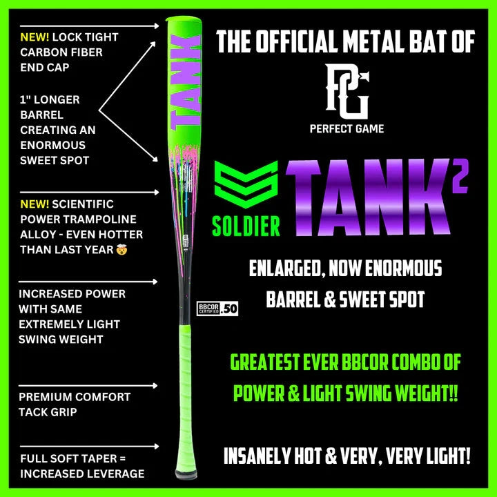 2026 Soldier Sports Tank BBCOR (-3) Adult Baseball Bat 2 5/8”: TANK 2026 Bats Soldier Sports 