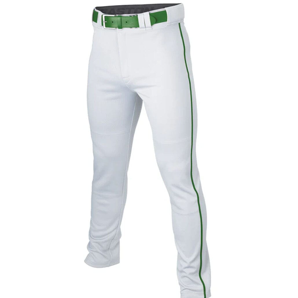 Easton Rival+ Adult Piped Pant: White-Dark Green Piping Apparel Easton 