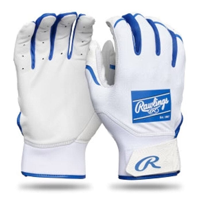 Rawlings Clout Adult Baseball Batting Gloves: CL25BG Equipment Rawlings Small White/Royal 