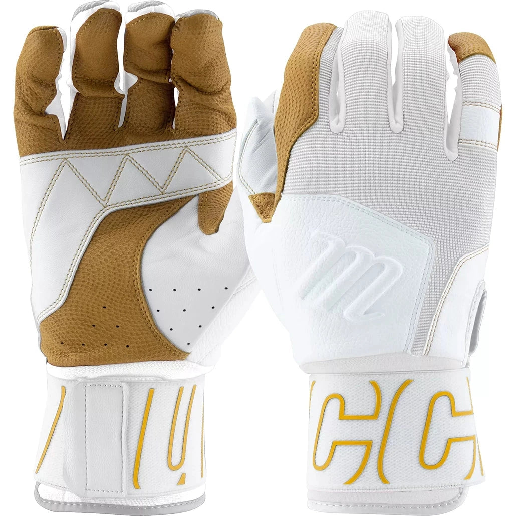 Marucci MBG2BKSM Adult Blacksmith Full Wrap Batting Gloves: White-White Equipment Marucci 