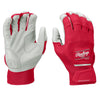 2025 Rawlings Workhorse® Adult Baseball Batting Gloves: WH25BG White-Scarlet Equipment Rawlings 
