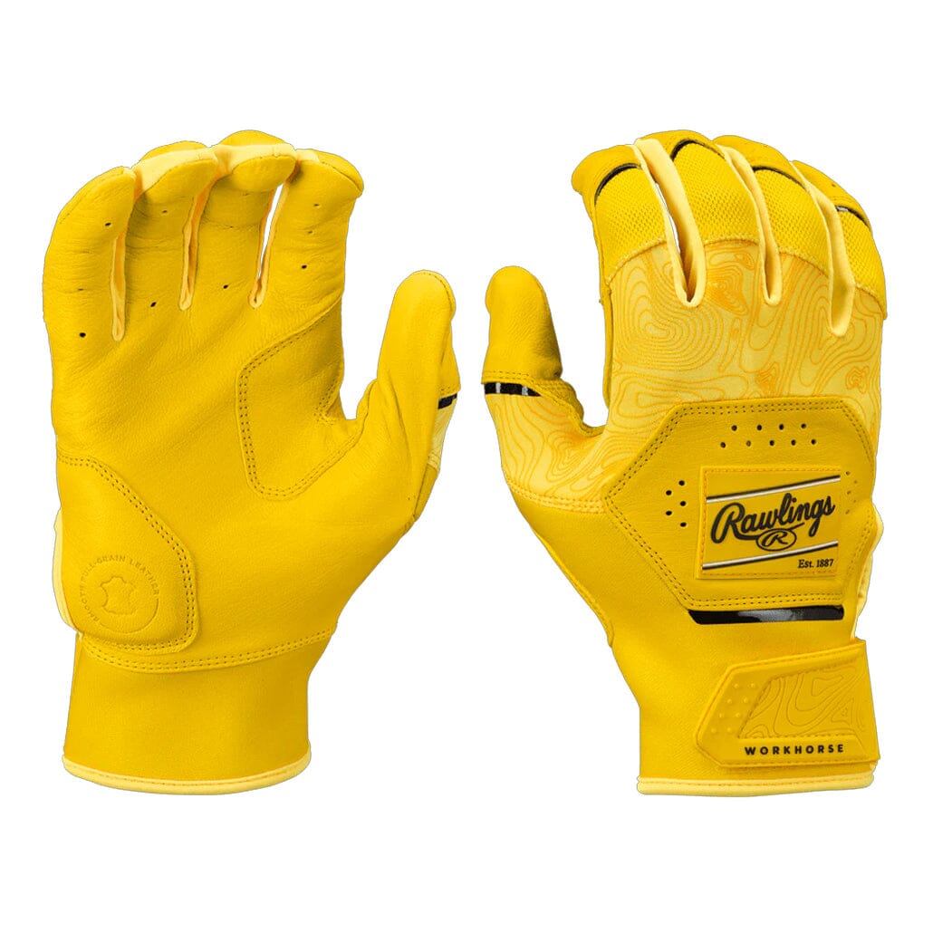 2025 Rawlings Workhorse® Adult Baseball Batting Gloves: WH25BG Yellow-Black Equipment Rawlings 