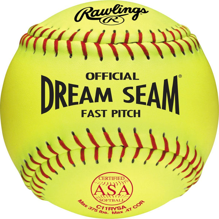 Rawlings Dream Seam Fastpitch 11 Inch USA (ASA) Ball - One Dozen: C11RYSA Balls Rawlings 