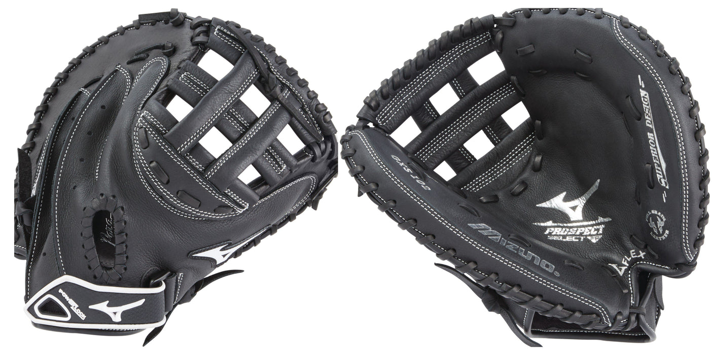 Mizuno Prospect Select 32.5 Inch Fastpitch Catcher's Mitt: GXS102 Equipment Mizuno Wear on Left 