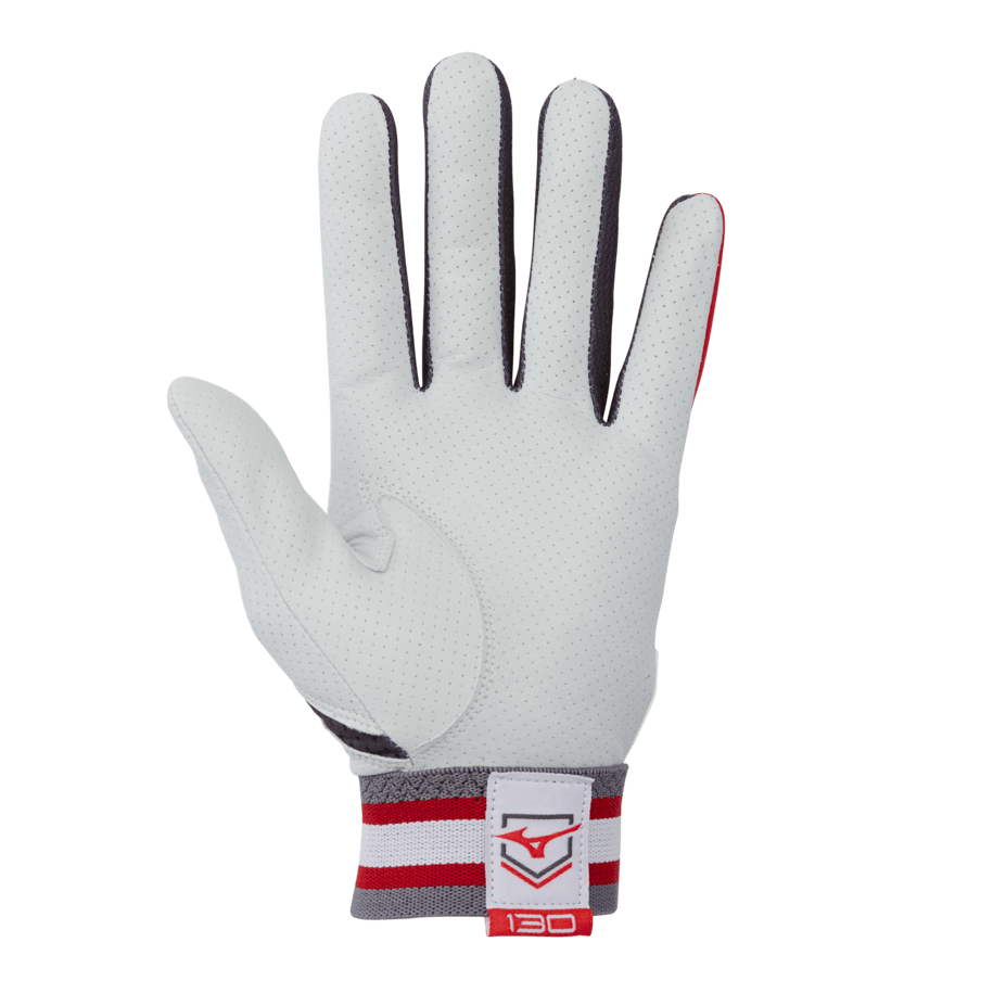 Mizuno B-130 Adult Baseball Batting Glove: 330395 Equipment Mizuno Small Red 