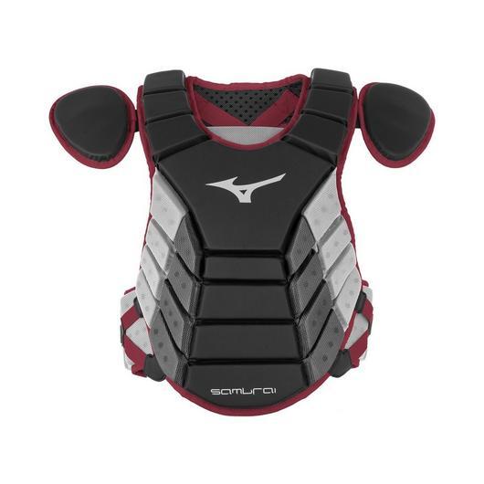 Mizuno Samurai Baseball Chest Protector Equipment Mizuno 16&quot; Black-Maroon 