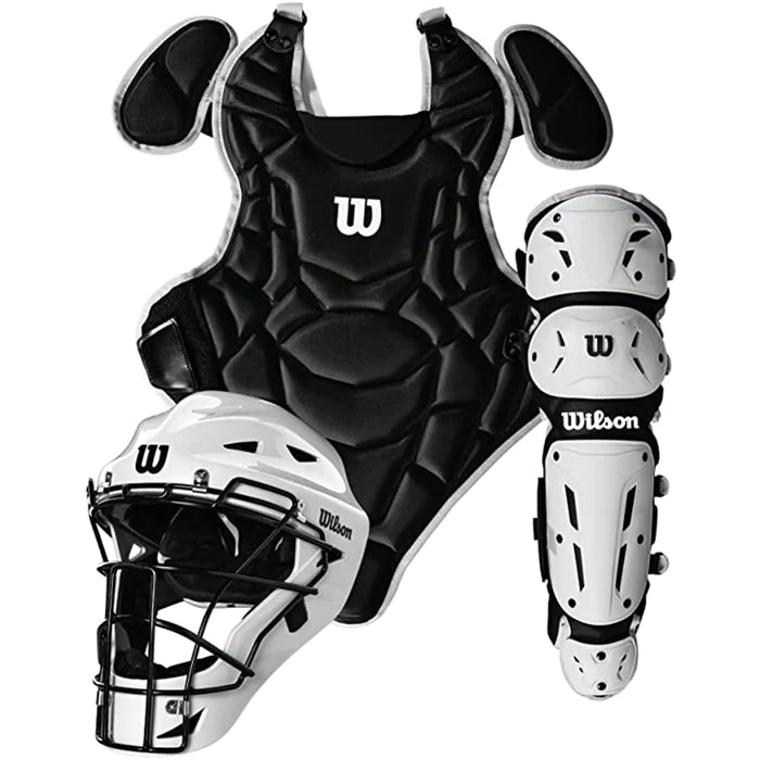 Wilson EZ Gear 2.0 Youth Baseball Catcher’s Set Size L/XL: WB572020 Equipment Wilson Sporting Goods Black-White 