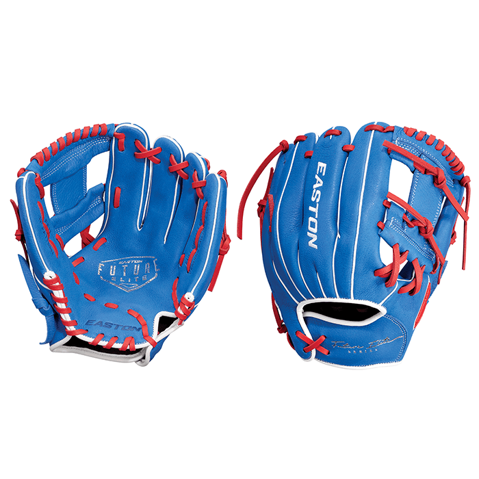 2023 Easton Future 11 Inch Elite Series Baseball Glove: FE11 Royal/Red Equipment Easton Wear on Right - Left Handed Thrower 