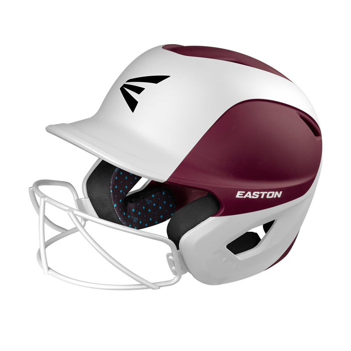 Easton Ghost Matte Two-Tone Batting Helmet with Integrated Facemask Equipment Easton Small (6 1-4-6 7-8) Maroon-White 
