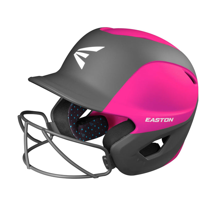 Easton Ghost Matte Two-Tone Batting Helmet with Integrated Facemask Equipment Easton Small (6 1-4-6 7-8) Pink-Charcoal 