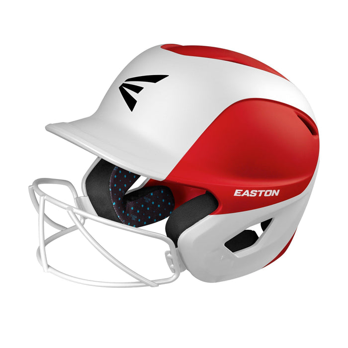 Easton Ghost Matte Two-Tone Batting Helmet with Integrated Facemask Equipment Easton Small (6 1-4-6 7-8) Red-White 
