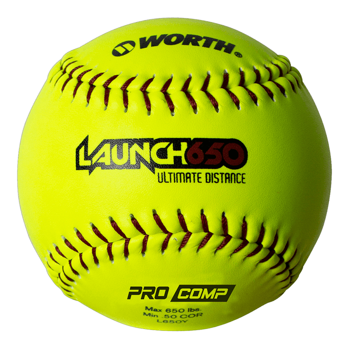 Worth Launch 650 Ultimate Distance Slowpitch Softball (DOZEN): L650Y Balls Worth 