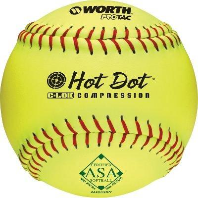 Worth Hot Dot Pro Tac Synthetic USA (ASA) Softball 12 Inch (Dozen): AHD12SY Balls Worth One Dozen (12 Balls) 