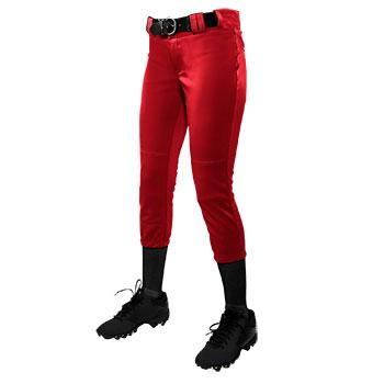 Champro Womens/Girls Tournament Low Rise Solid Pants: BP11 Apparel Champro Scarlet Adult Small 