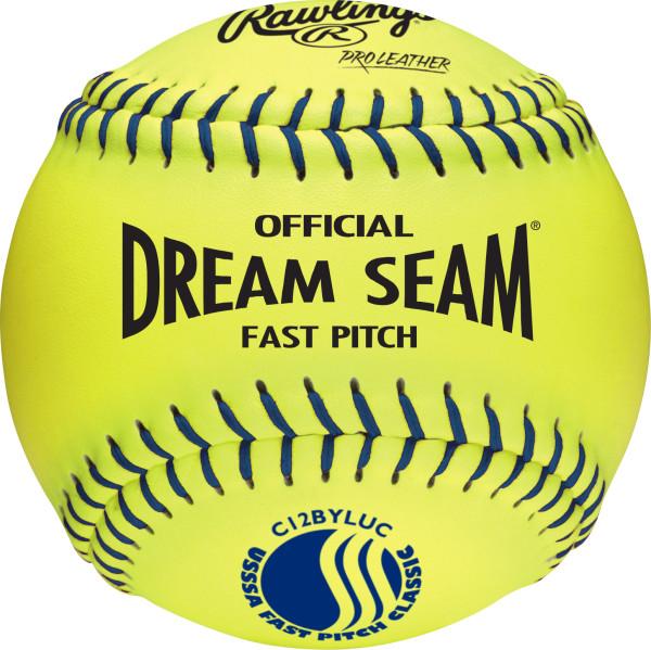 Rawlings Dream Seam Fastpitch / USSSA / Leather Ball - One Dozen: C12BYLUC Balls Rawlings 