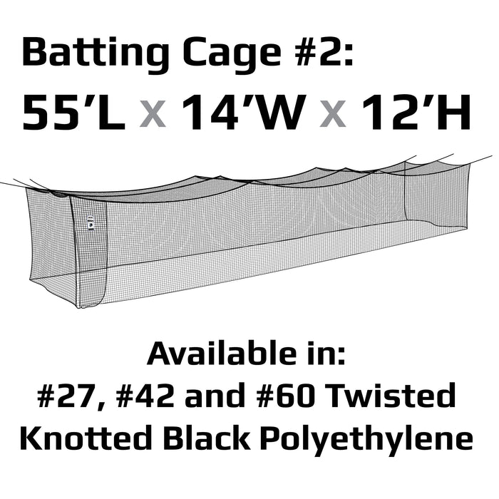 JUGS #2 Cage Twisted Knotted Polyethylene #27 Net 55 x 14 x 12: N2110 Training & Field JUGS 