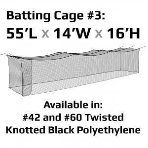 JUGS #3 Cage Twisted Knotted Polyethylene #42 Net 55 x 14 x 16: N3000 Training & Field JUGS 