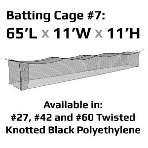 JUGS #7 Cage Twisted Knotted Polyethylene #27 Net 65 x 11 x 11: N7310 Training & Field JUGS 