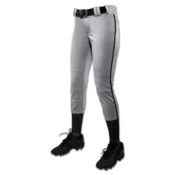 Champro Women/Girl&#39;s Tournament Low Rise Piped Pants: BP11P Apparel Champro Gray/Black Large 