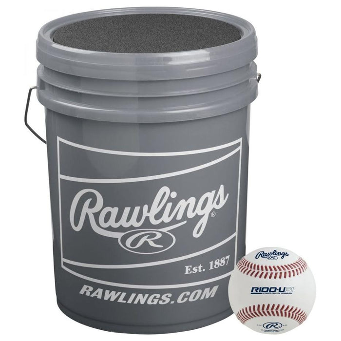 Rawlings R100UPI Practice Baseballs (2 dozen) with Bucket: R100UP1BUCK24 Balls Rawlings 