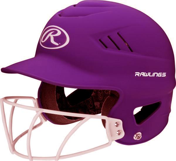 Rawlings Highlighter Fastpitch Helmet - Mask Matte: RCFHLFGM Equipment Rawlings Neon Purple 