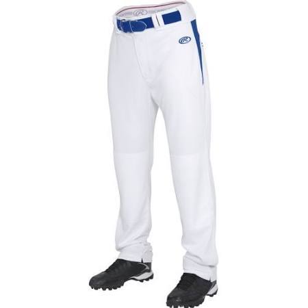 Rawlings Adult Semi-Relaxed V-Notch Plated Baseball Pants: BPVP2 Apparel Rawlings Small White/Royal 