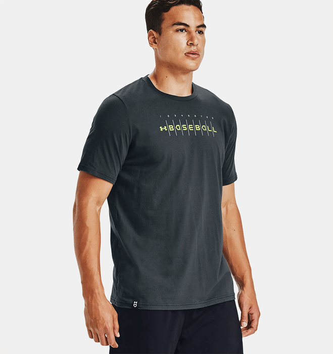 Men's UA Baseball Wordmark Graphic T-Shirt Apparel Under Armour Small Gray 