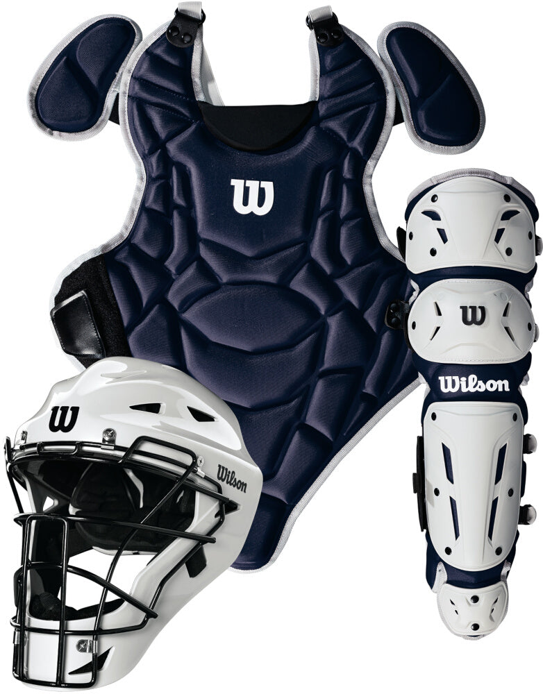 Wilson EZ Gear 2.0 Youth Baseball Catcher’s Set Size S/M: WB572020 Equipment Wilson Sporting Goods Navy-White 
