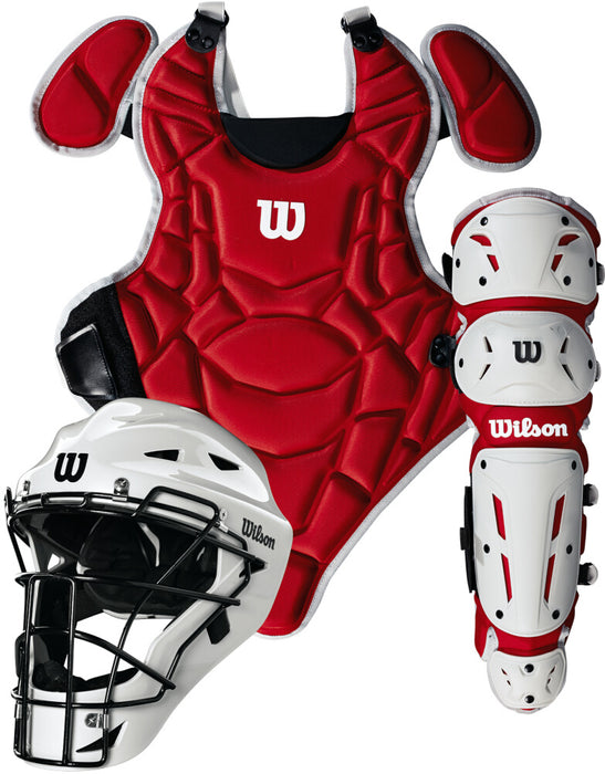 Wilson EZ Gear 2.0 Youth Baseball Catcher’s Set Size L/XL: WB572020 Equipment Wilson Sporting Goods Scarlet-White 
