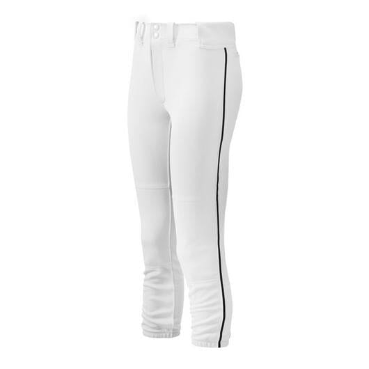 Mizuno Womens Select Belted Piped Pant Apparel Mizuno White/Black XXL 