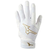 Mizuno Finch Women's Softball Padded Batting Gloves - Adult Equipment Mizuno X-Small White-Gold 