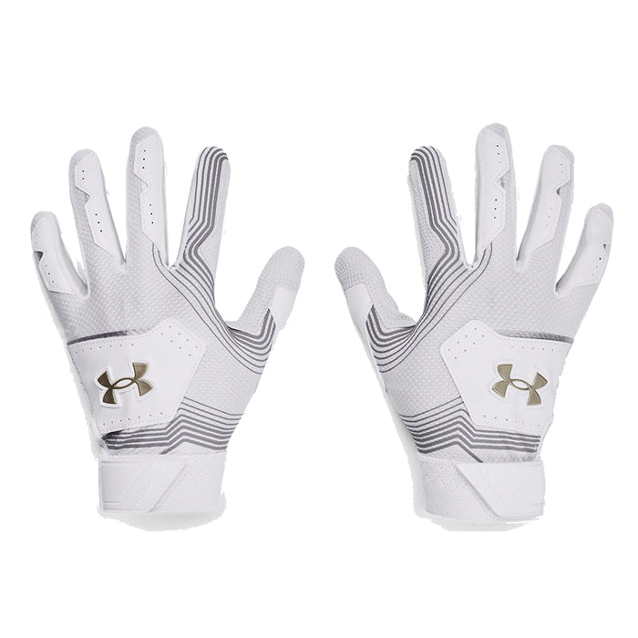 Youth Under Armour UA Clean Up 21 Batting Gloves: 1365462 Equipment Under Armour Small White-Silver 