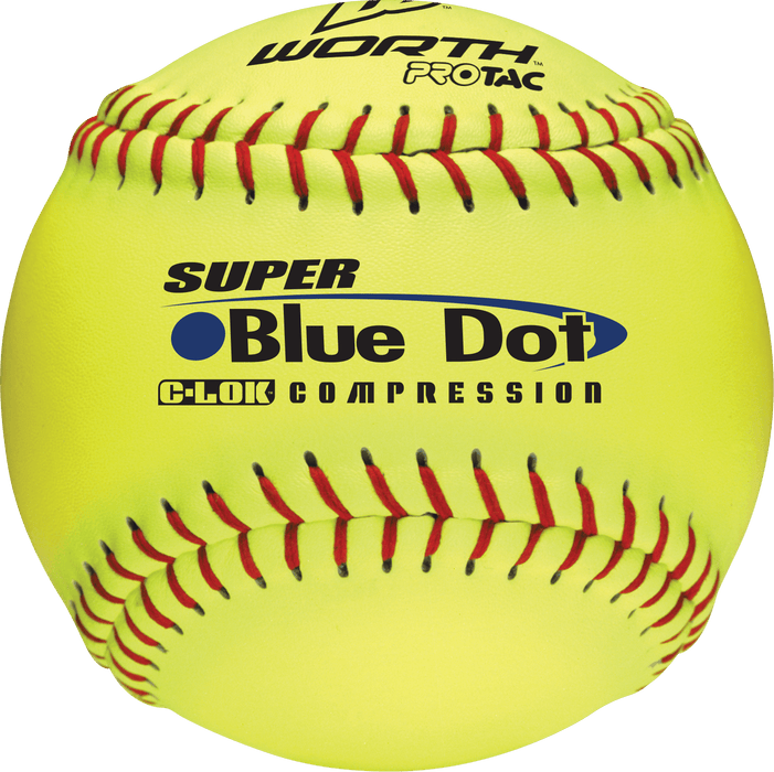 Worth Super Blue Dot 12 inch .47-525 Slowpitch Softball (Dozen): YS2RS Balls Worth 