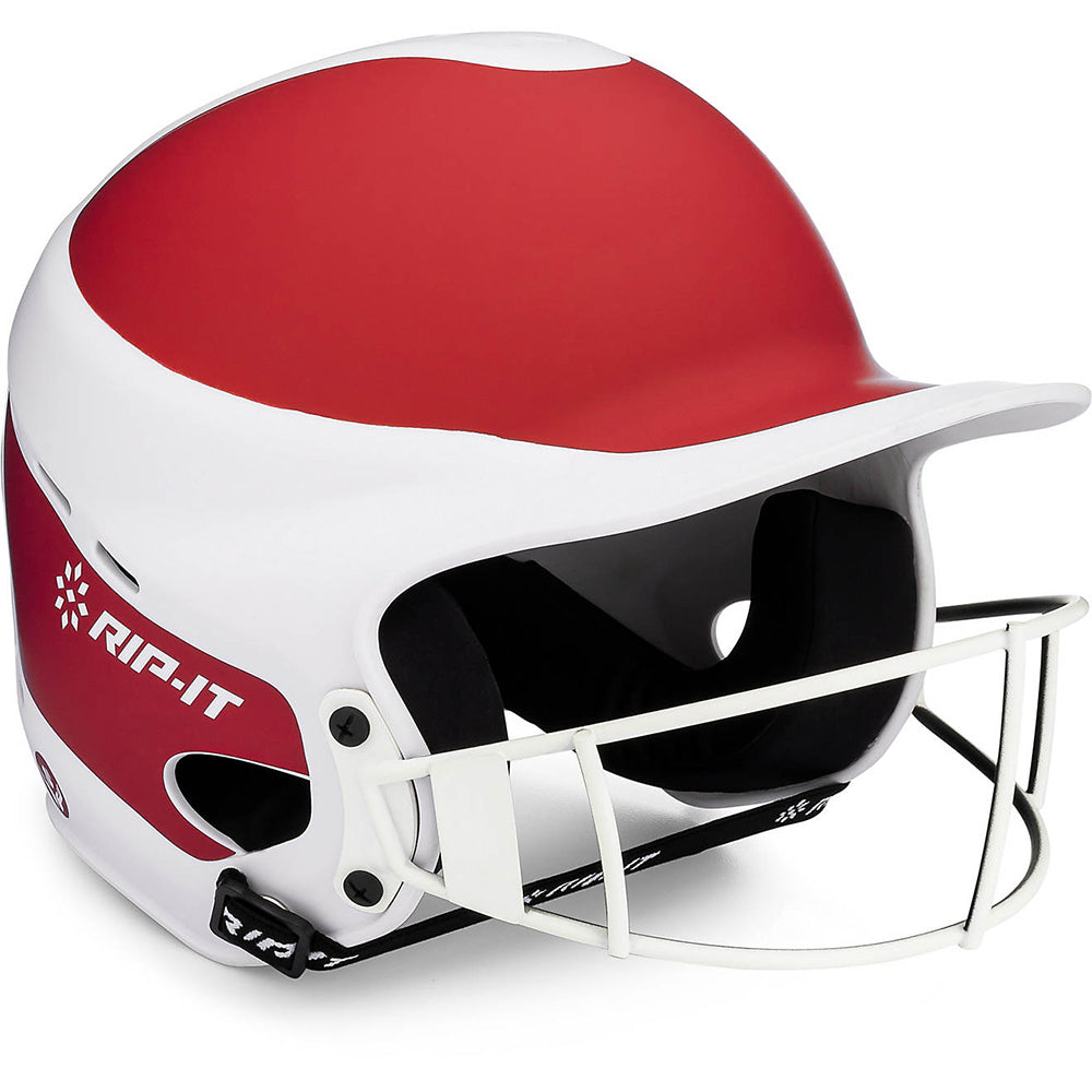 Rip-It Vision Pro Two Tone Matte Softball Batting Helmet: VP2TM Equipment Rip-It Small-Medium Scarlet-White 